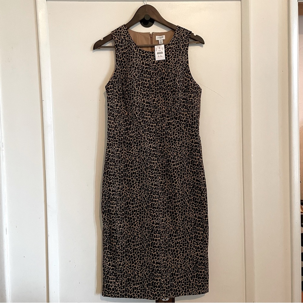 NWT J. Crew Leopard Shift Dress, Size 6.